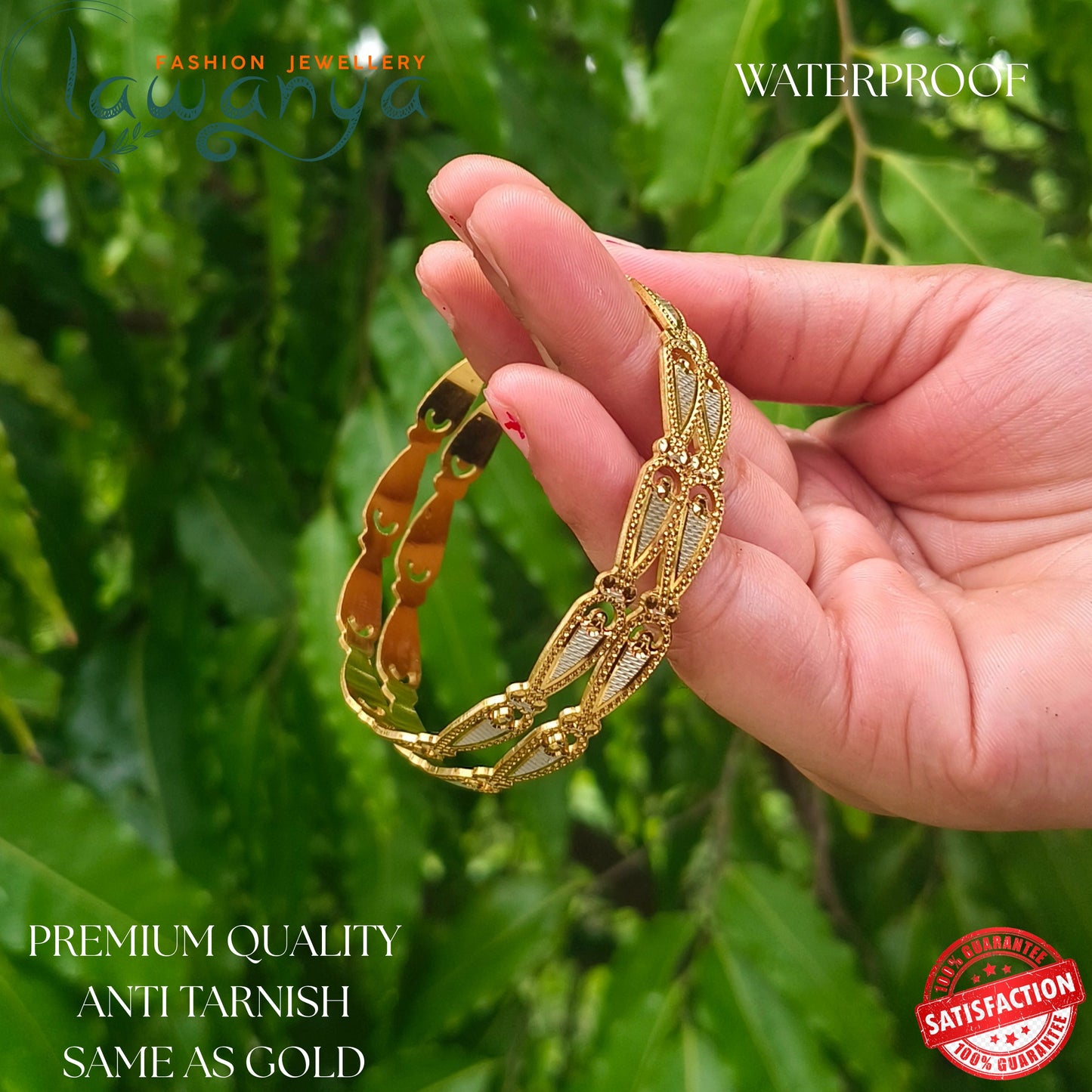 Luxury Designer Bangles – Real Gold Finish | Waterproof