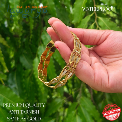 Luxury Designer Bangles – Real Gold Finish | Waterproof