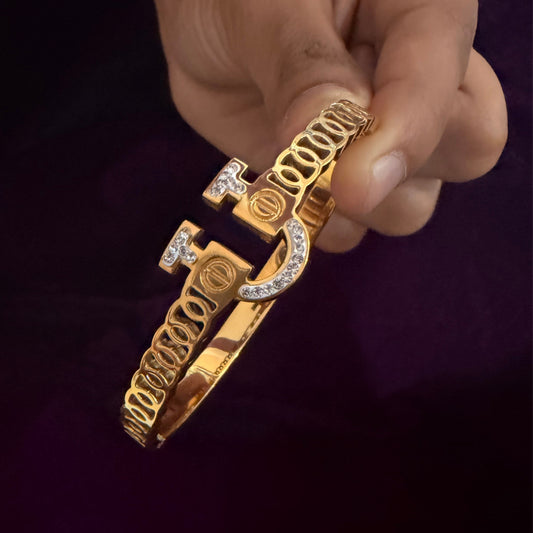 Exclusive Gold Plated Lock Bangle Bracelet for Women sku 1106