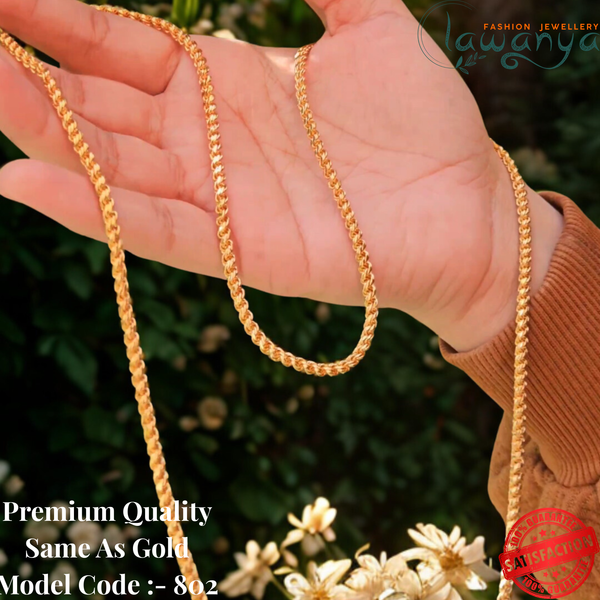 Elegant 30 Inches One Gram Gold Plated Muruku Thali Saradu Chain 802