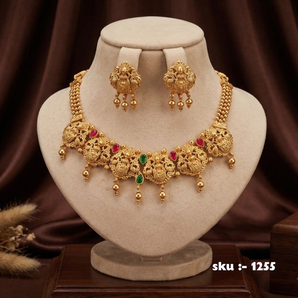 Lakshmi Temple Gold-Plated Necklace Set | SKU 1255