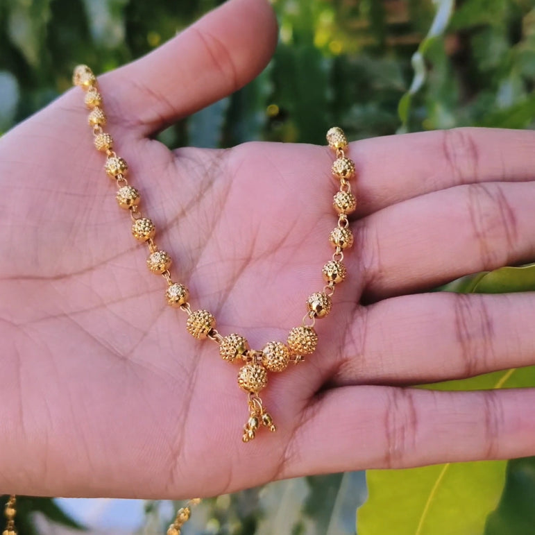 "Radiance Gold-Plated Beaded Chain | Lightweight & Tarnish-Resistant"