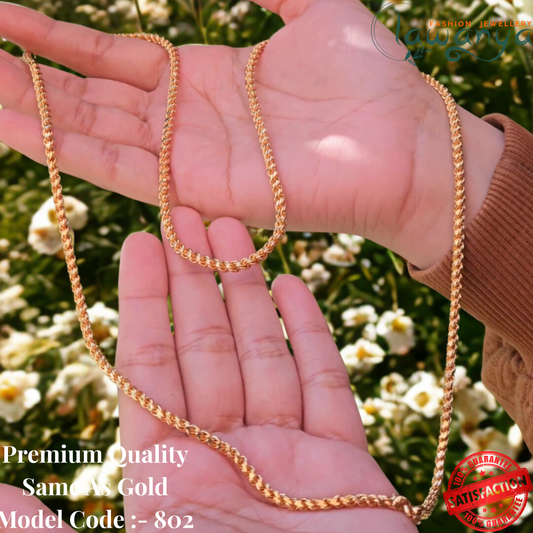 Elegant 30 Inches One Gram Gold Plated Muruku Thali Saradu Chain 802