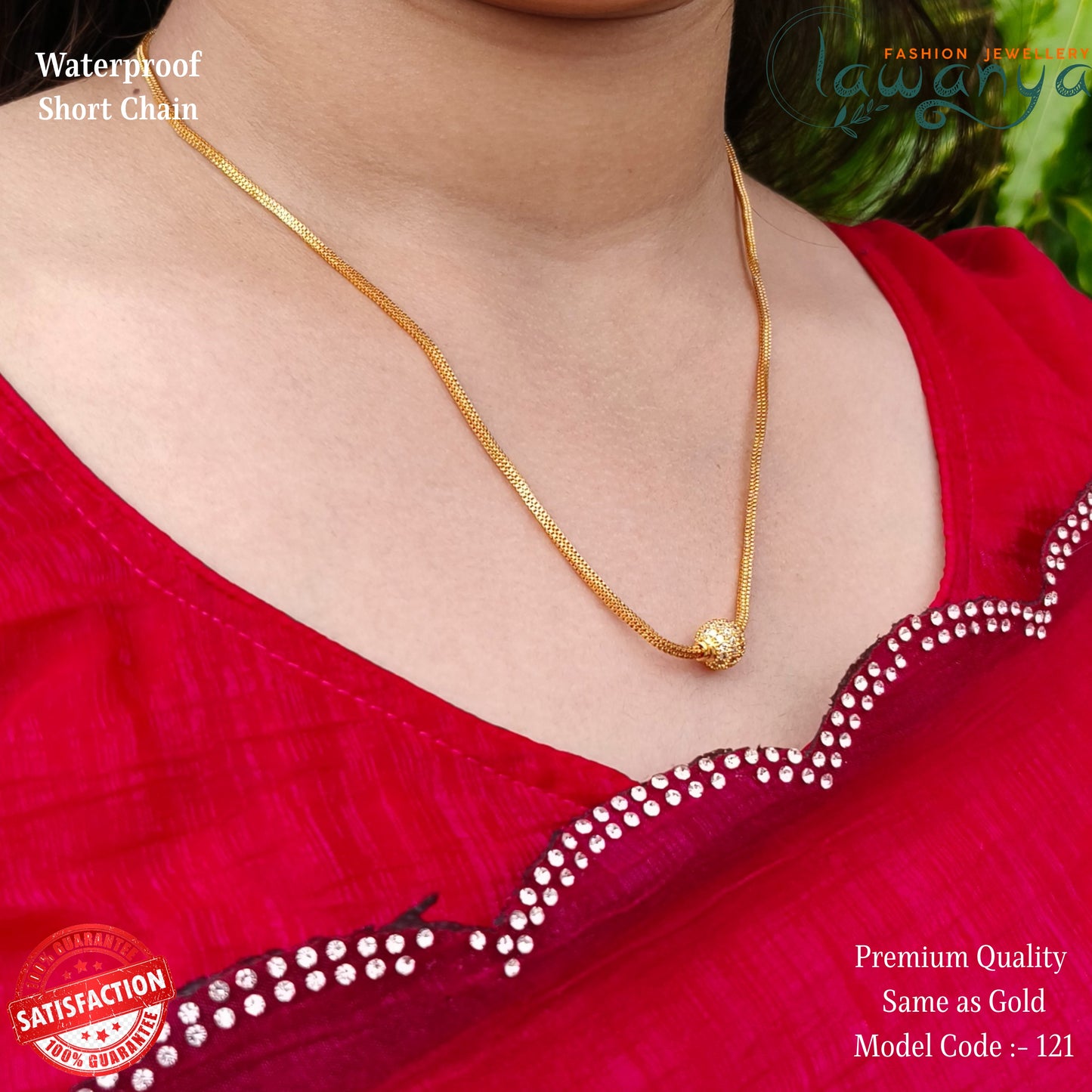 Premium Gold-Plated Necklace – 18” with Elegant Stone Ball Accent