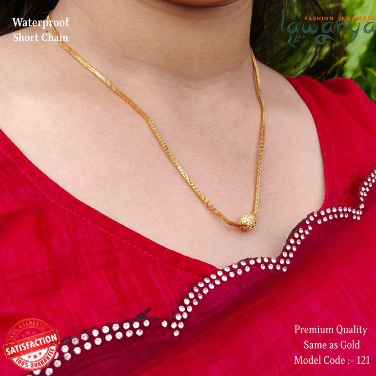 Premium Gold-Plated Necklace – 18” with Elegant Stone Ball Accent