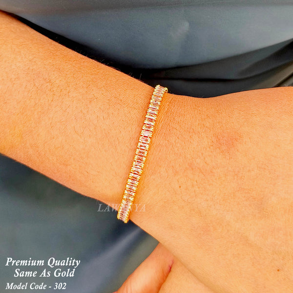"Elegant White Stone Bracelet – One Gram Gold Plated, Adjustable & Timeless"