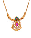 Traditional Gold-Plated Necklace with White and Emerald Stones – Elegant Festive Design