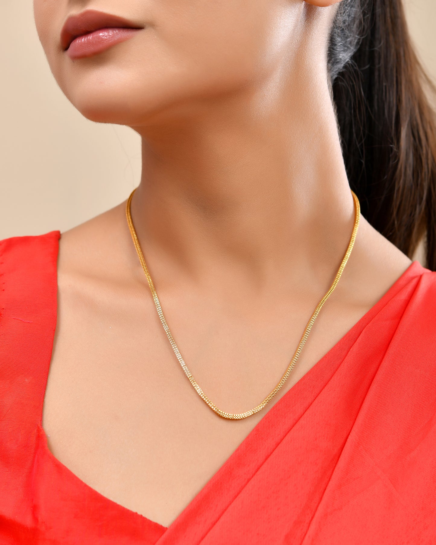 Royal 18-Inch High-polished Gold-Plated Chain – Lightweight Elegance for Everyday Glam 841