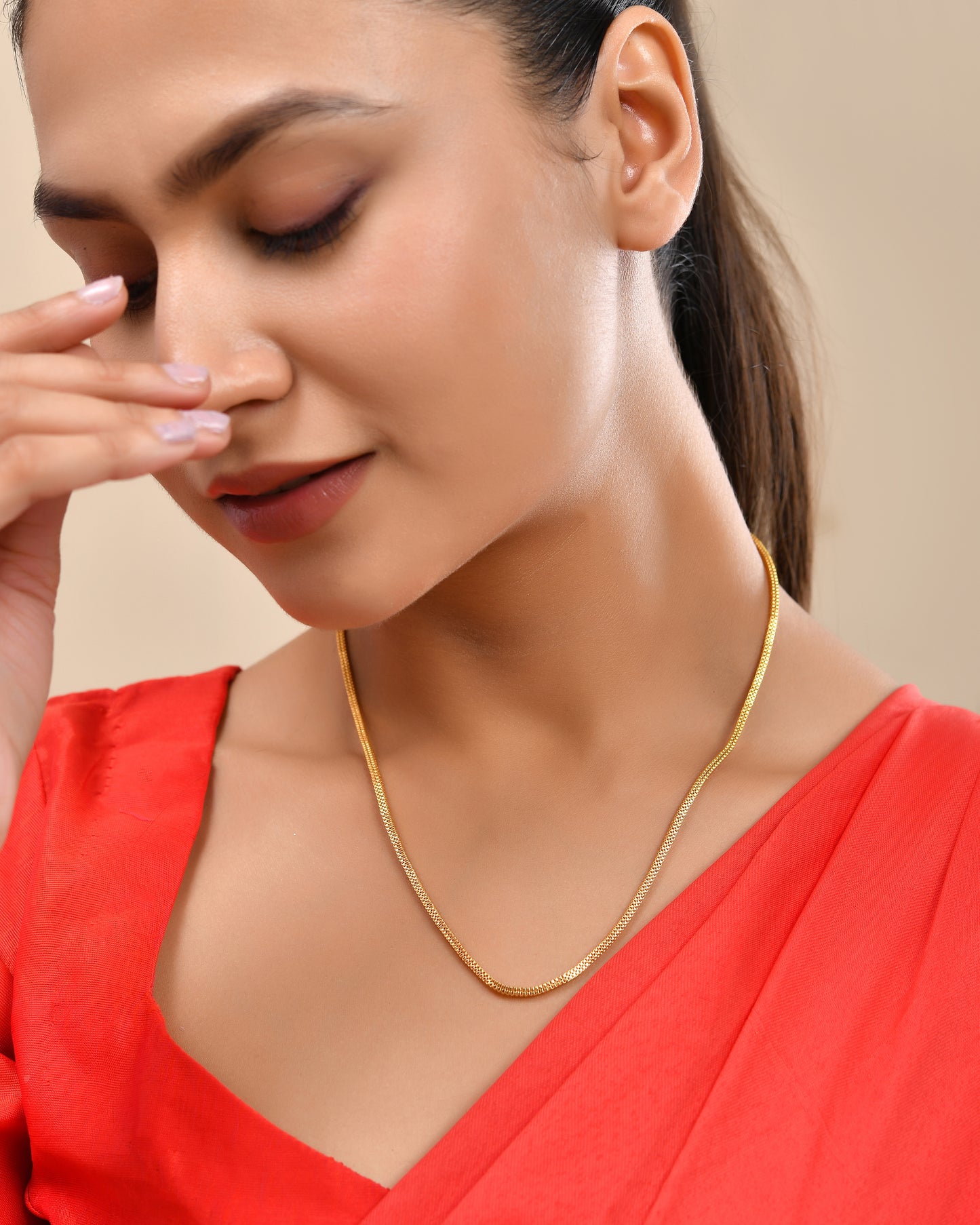 Royal 18-Inch High-polished Gold-Plated Chain – Lightweight Elegance for Everyday Glam 841