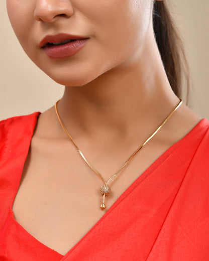 18 Inches Short Chain with White AD Stone Ball 848