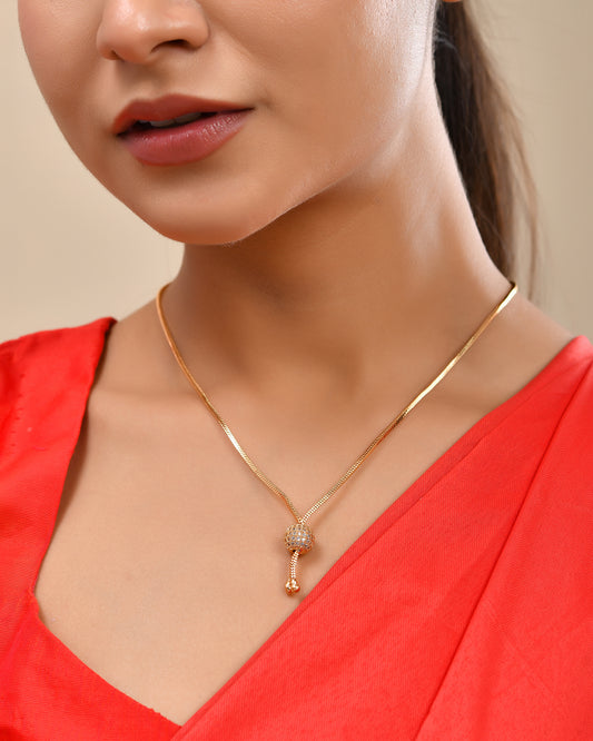 18 Inches Short Chain with White AD Stone Ball 848