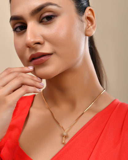 18 Inches Short Chain with White AD Stone Ball 848