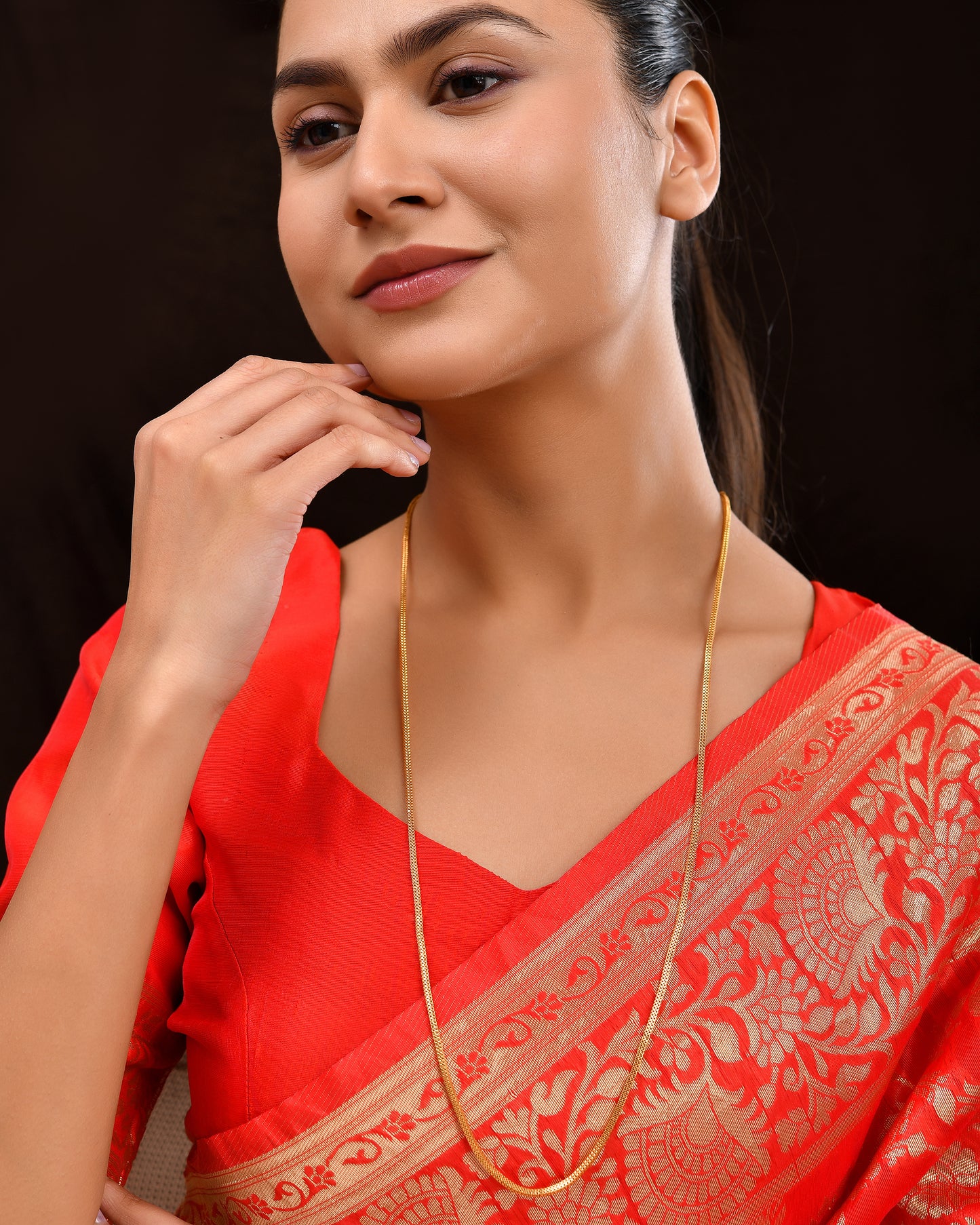 Royal 30-Inch High-Polished Gold-Plated Chain – Lightweight Elegance for Everyday Glam 852