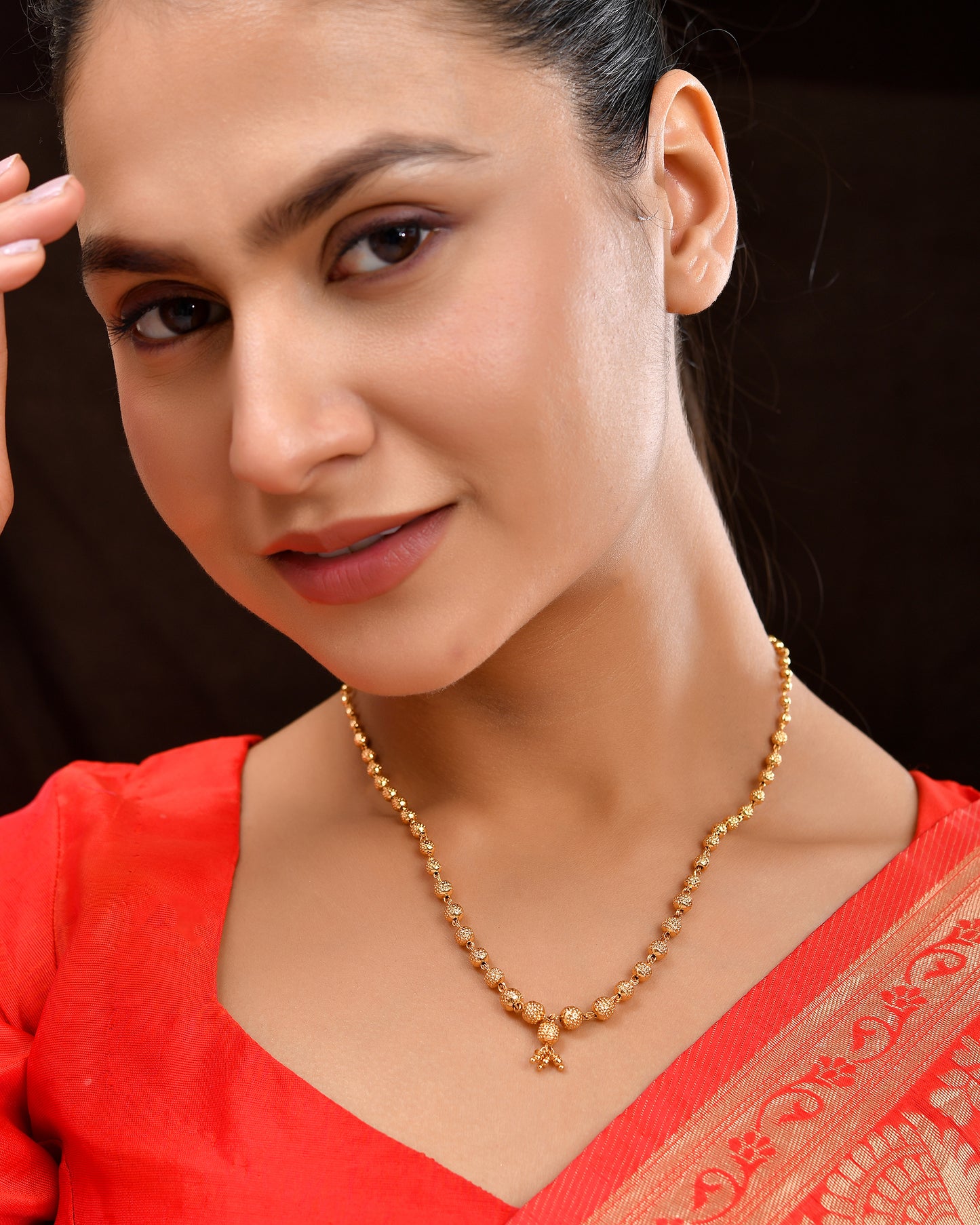 Radiance Gold-Plated Beaded Chain | Lightweight & Tarnish-Resistant 451