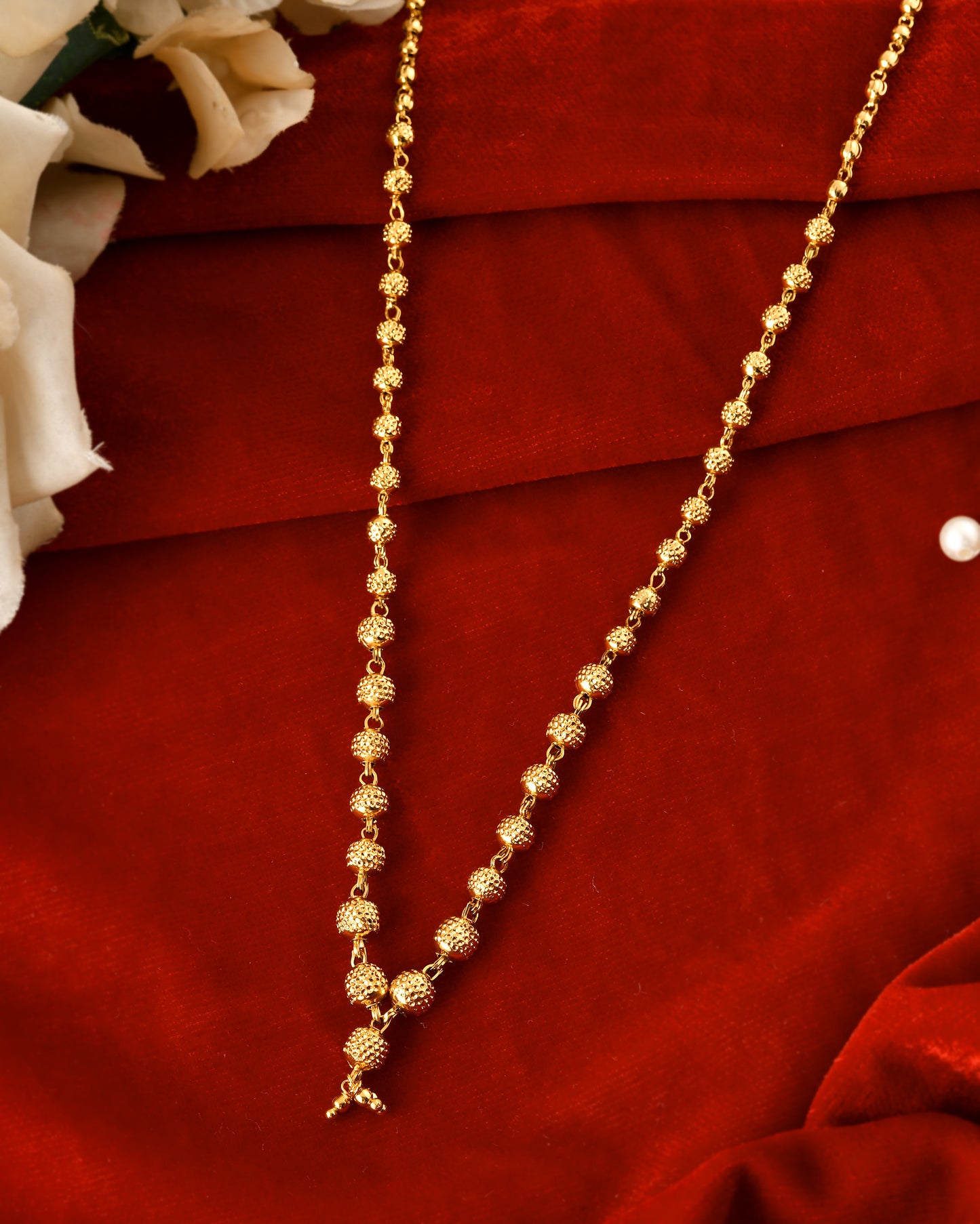 Radiance Gold-Plated Beaded Chain | Lightweight & Tarnish-Resistant 451