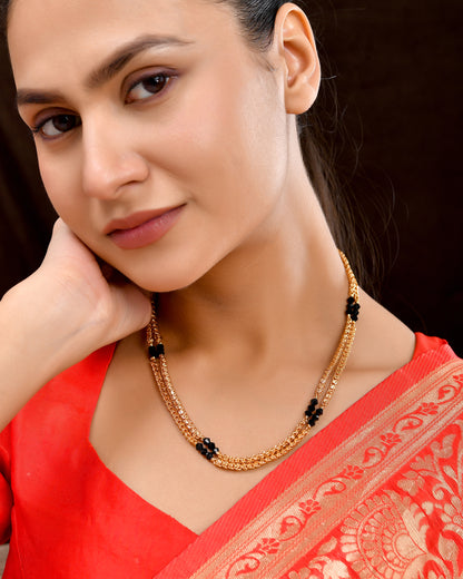 Double Layered Black Crystal Chain – 18” One Gram Plated