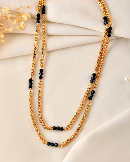 Double Layered Black Crystal Chain – 18” One Gram Plated
