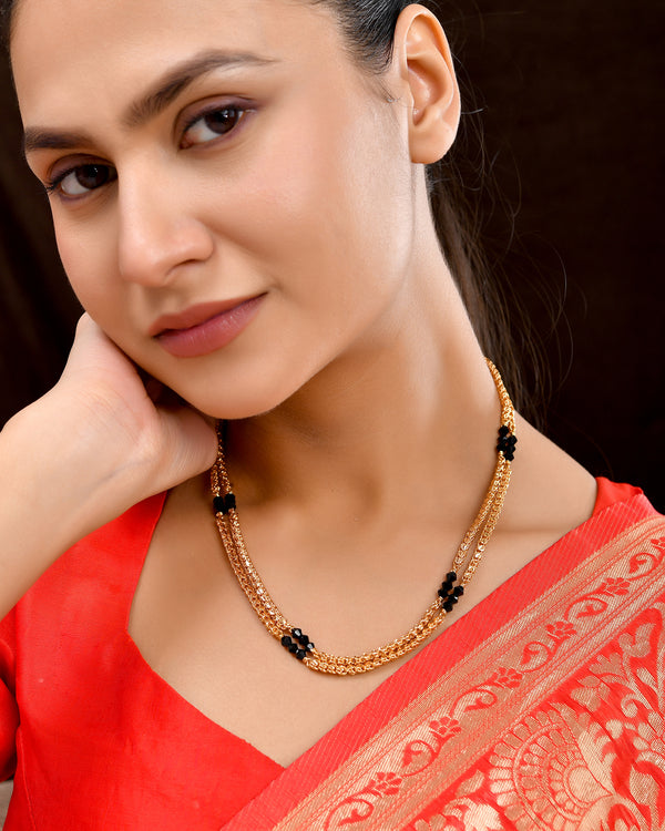 Double Layered Black Crystal Chain – 18” One Gram Plated 105