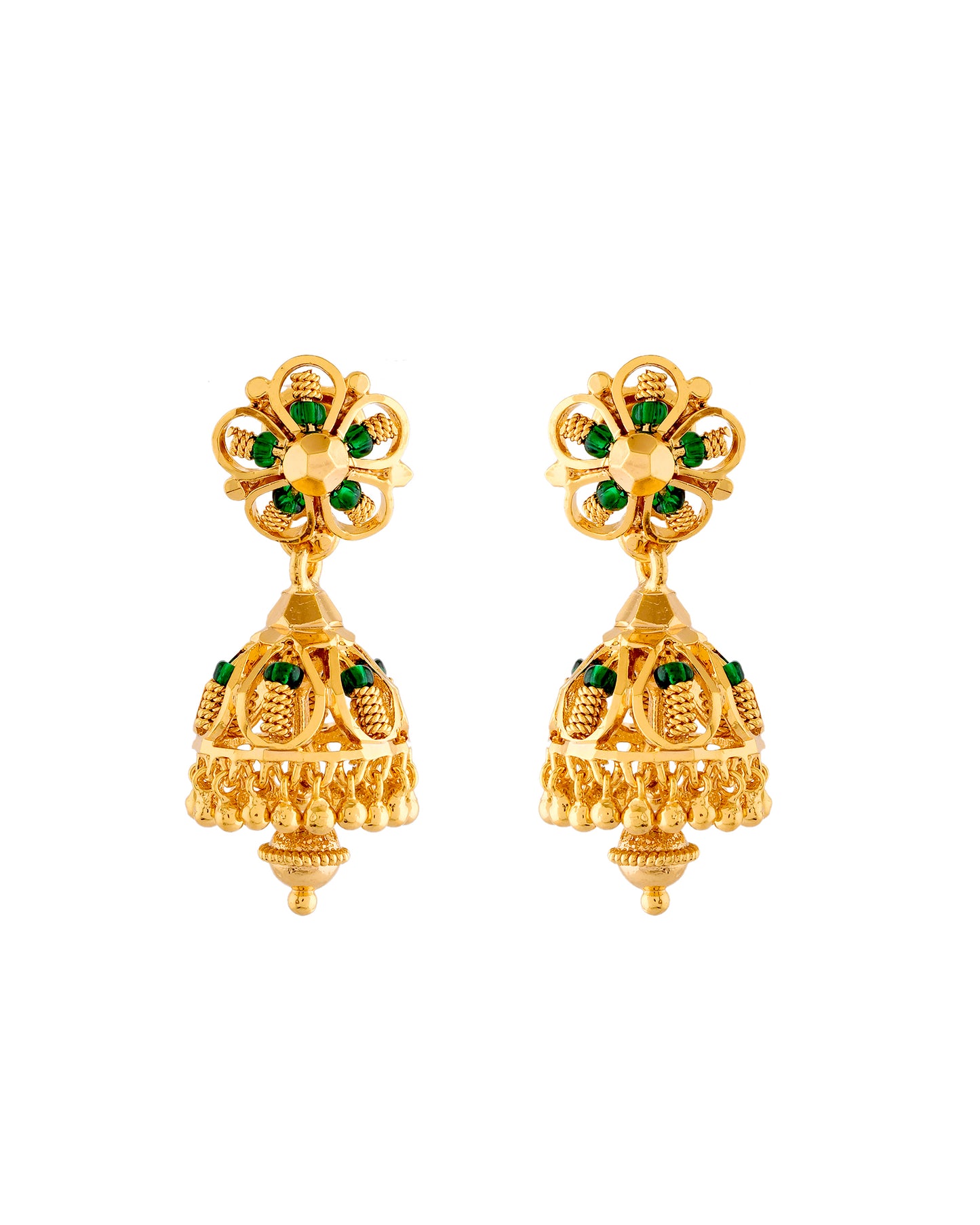 Green Crystal Gold-Plated Jhumka 432