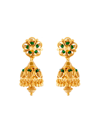Green Crystal Gold-Plated Jhumka 432