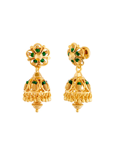 Green Crystal Gold-Plated Jhumka 432