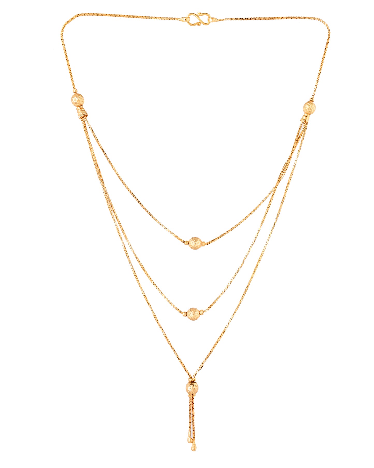 Stylish Triple Layer Box Chain with Tassel Drop