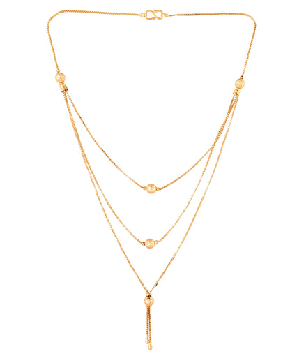 Stylish Triple Layer Box Chain with Tassel Drop