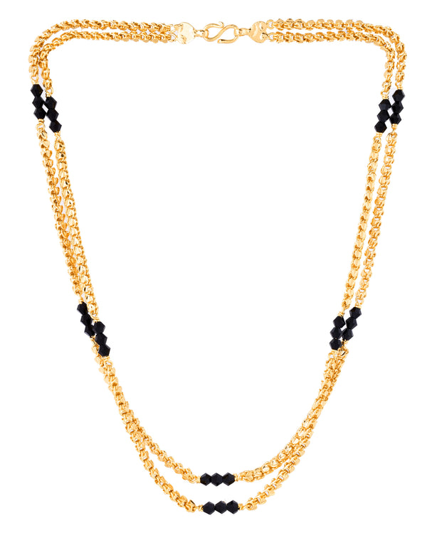 Double Layered Black Crystal Chain – 18” One Gram Plated 105