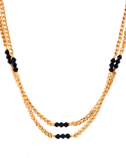 Double Layered Black Crystal Chain – 18” One Gram Plated