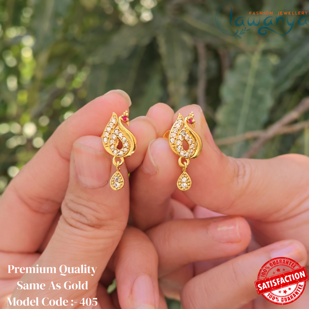 Peacock stud with Ruby & white stones 405