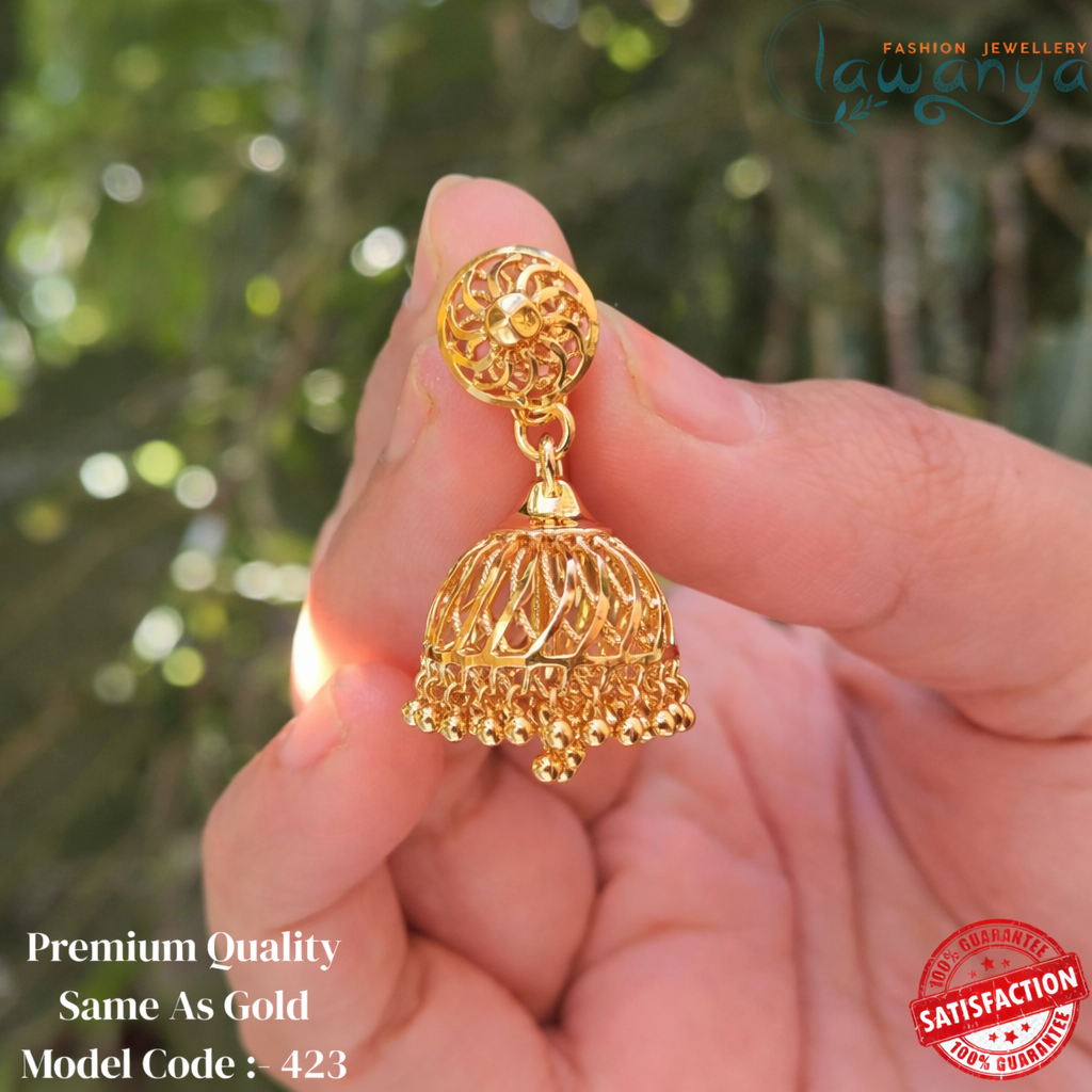 Traditional Gold Plated Jhumkas with Anti-Tarnish Coating 423