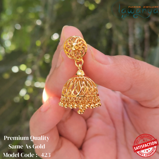 Traditional Gold Plated Jhumkas with Anti-Tarnish Coating 423