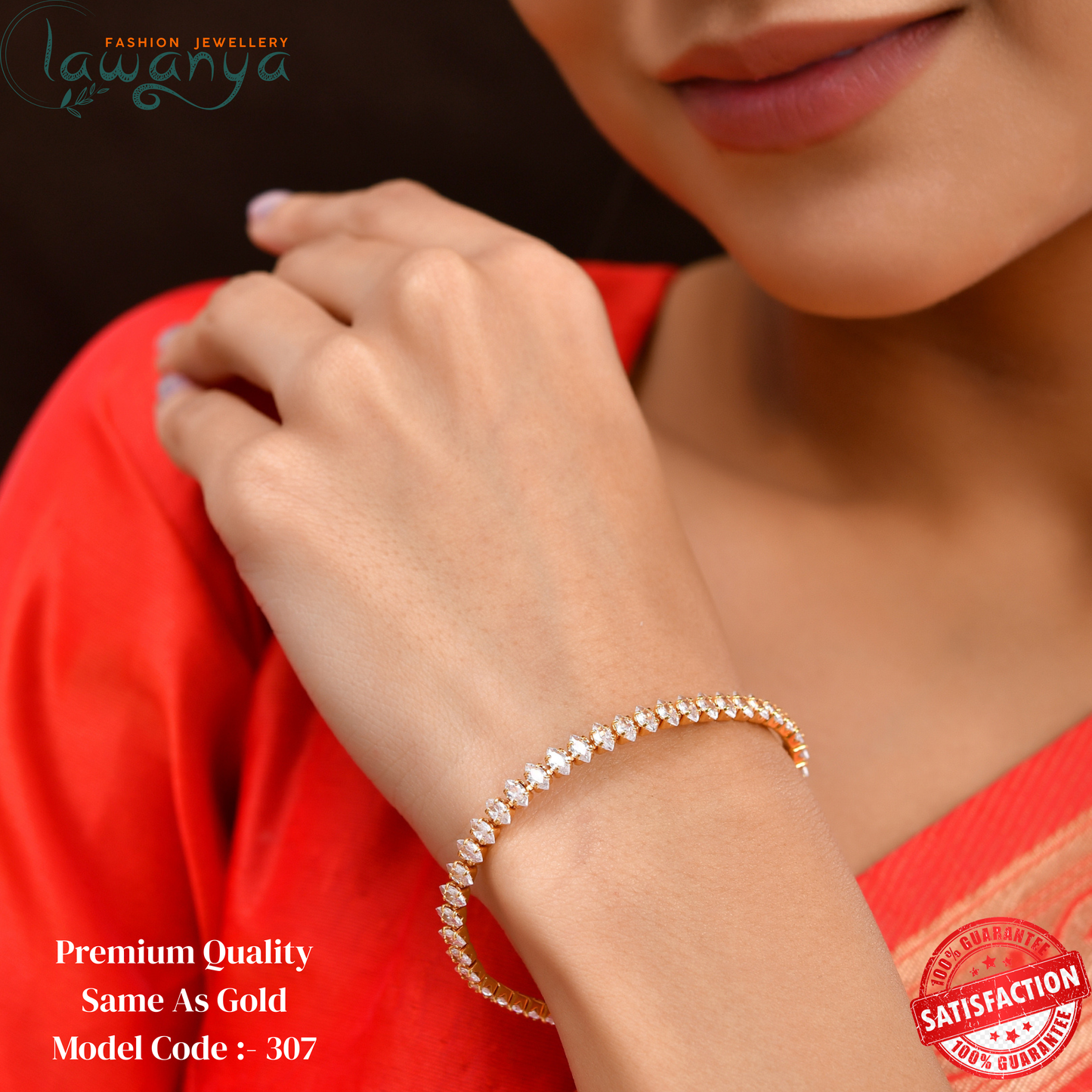 Elegant White Stone Bracelet – Gold-Plated & Adjustable 307