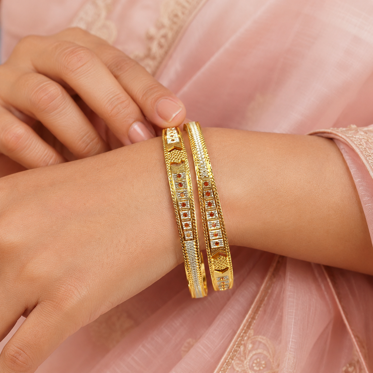Traditional Luxury Gold Tone Kangan sku 1010