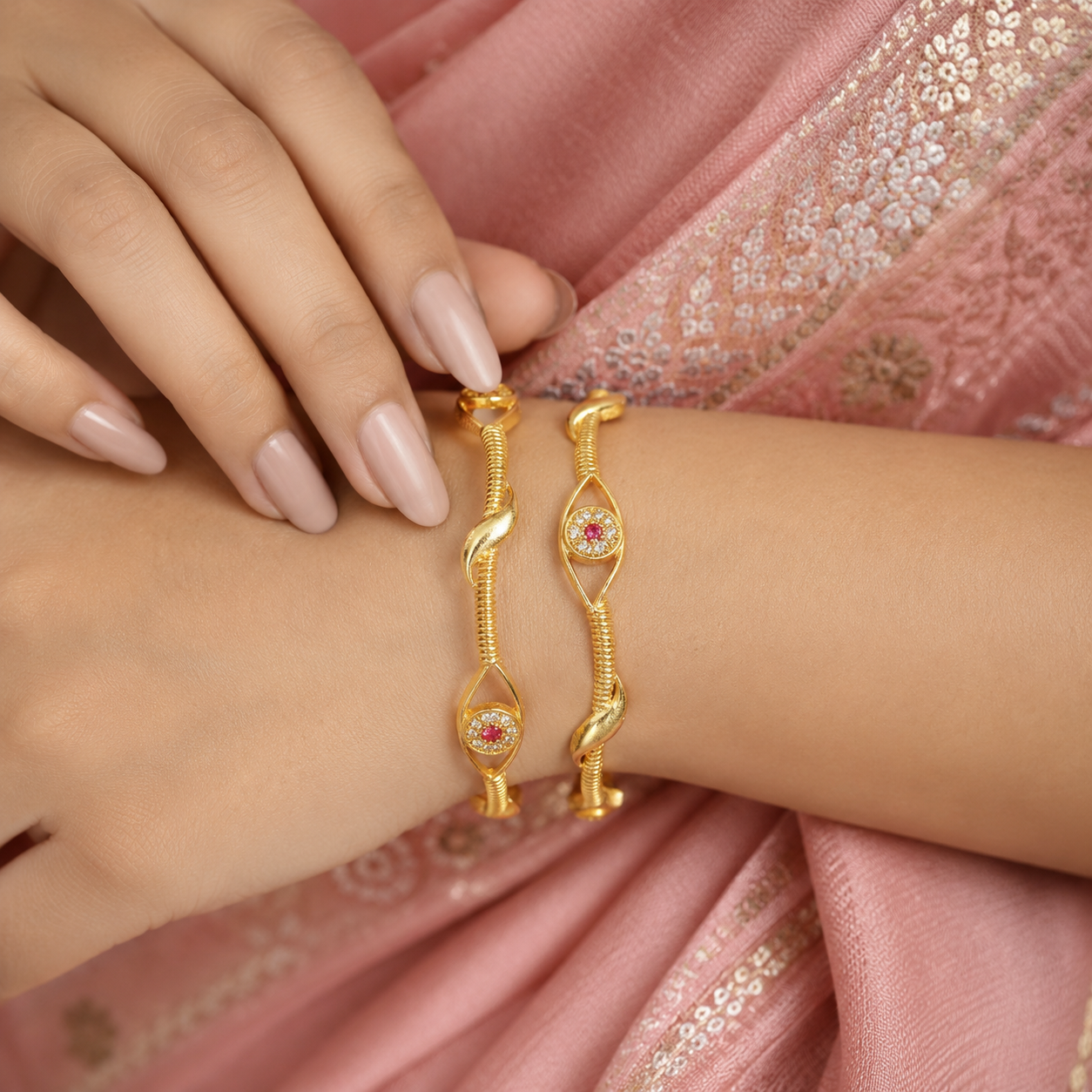 Luxury Evil Eye Stone Bangles Set sku 623