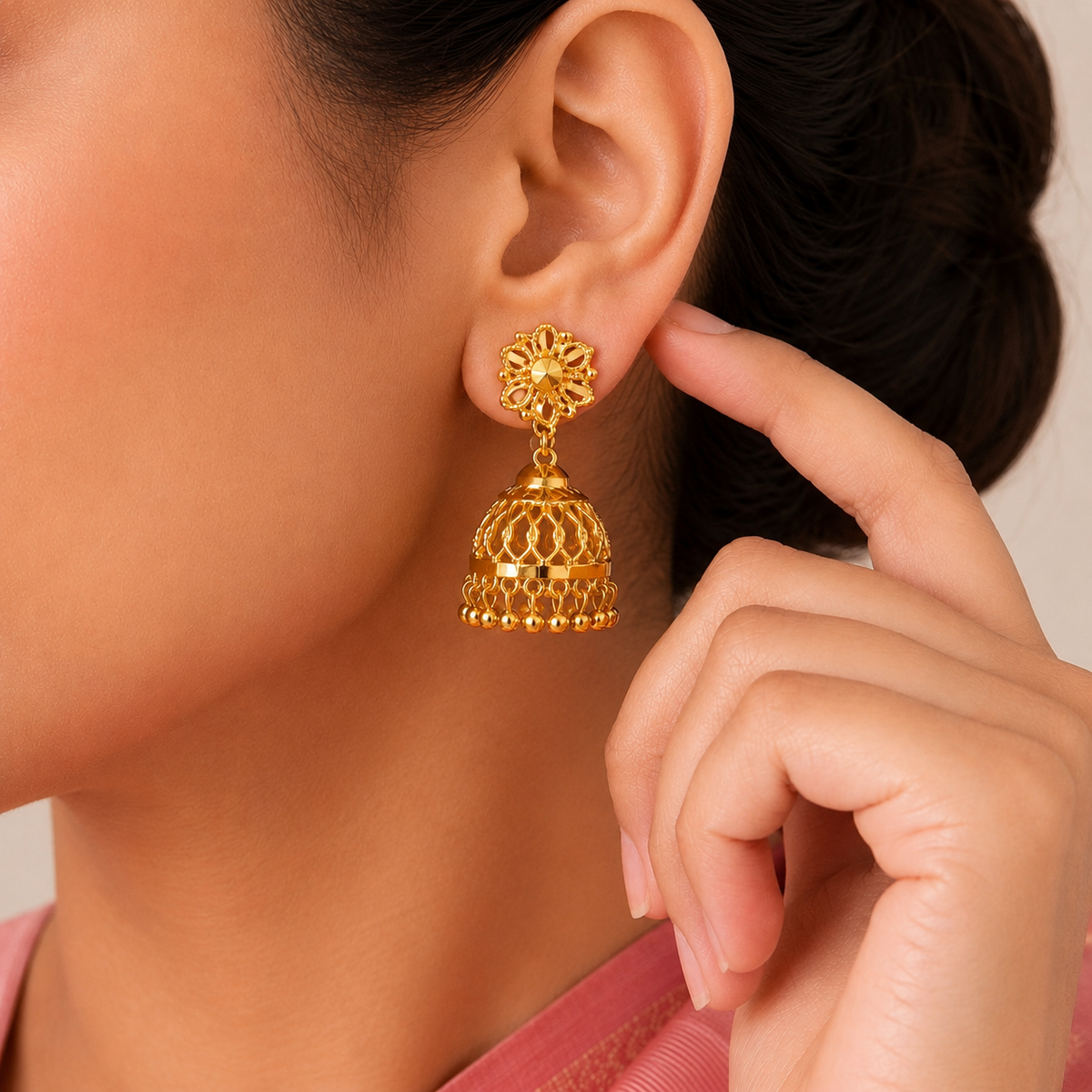 Festive Wear Anti Tarnish Gold Plated Jhumkas sku 1526