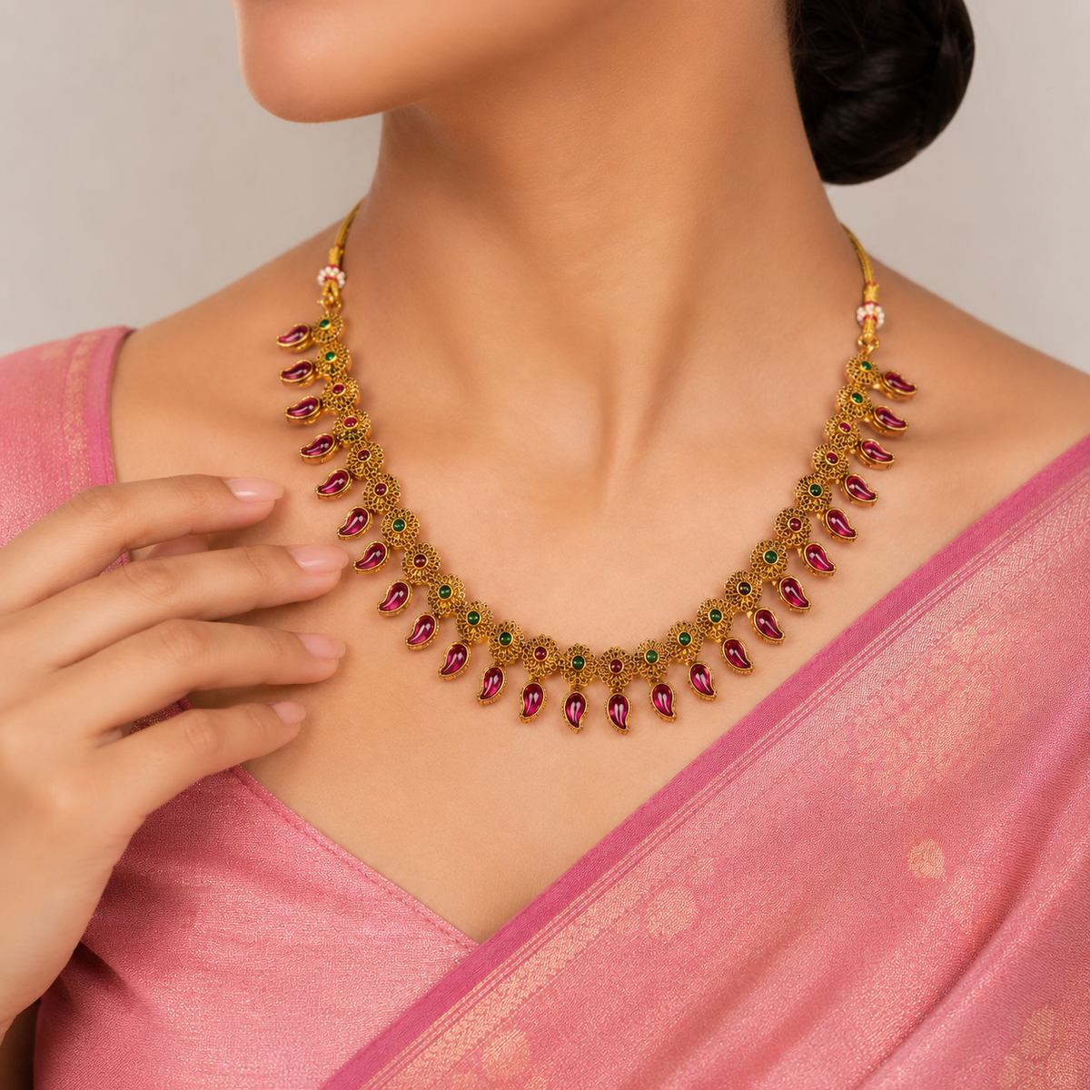 Maharani Ruby Drop Adjustable Necklace sku 1505