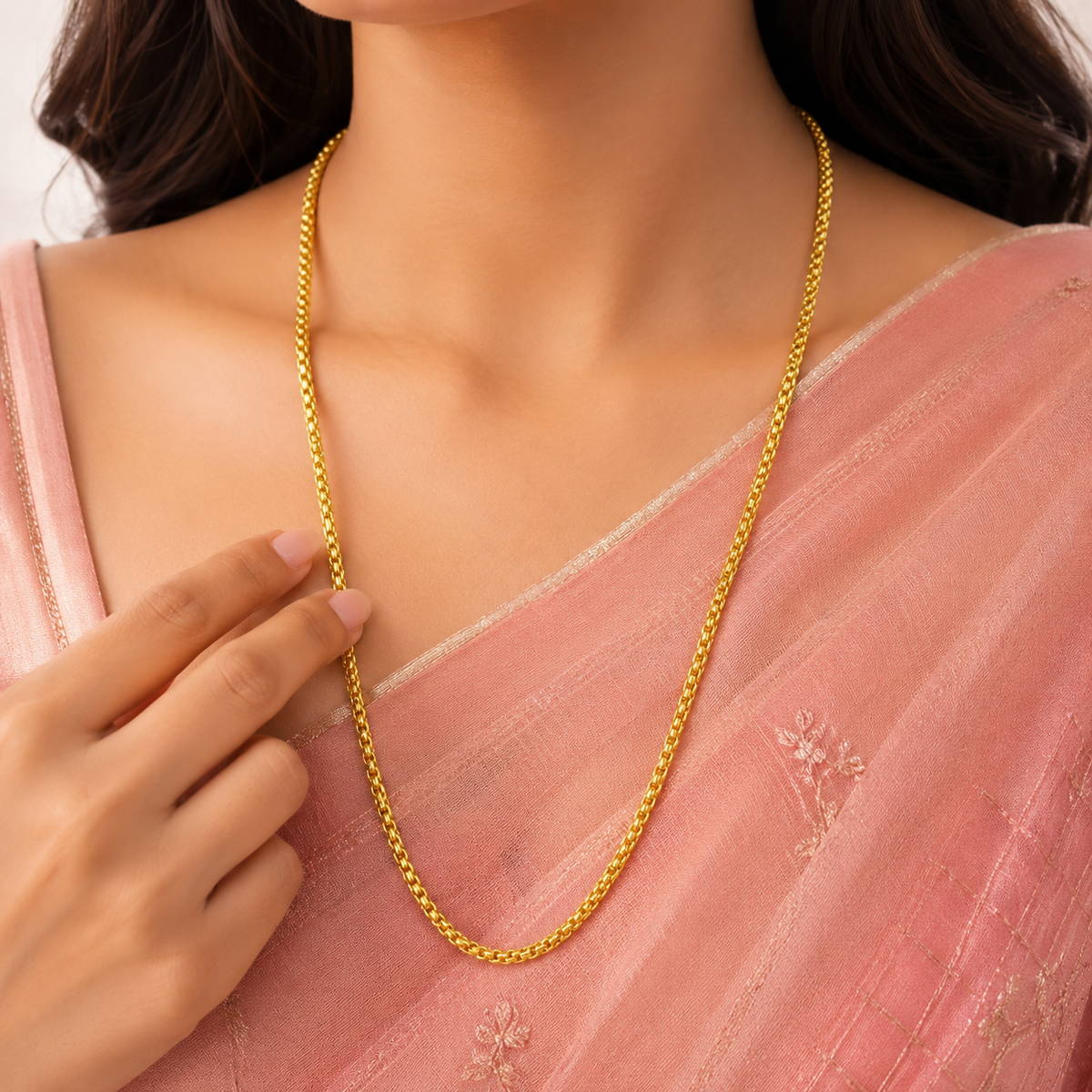 Elegant Rope Design Micron Gold Plated Chain sku 812