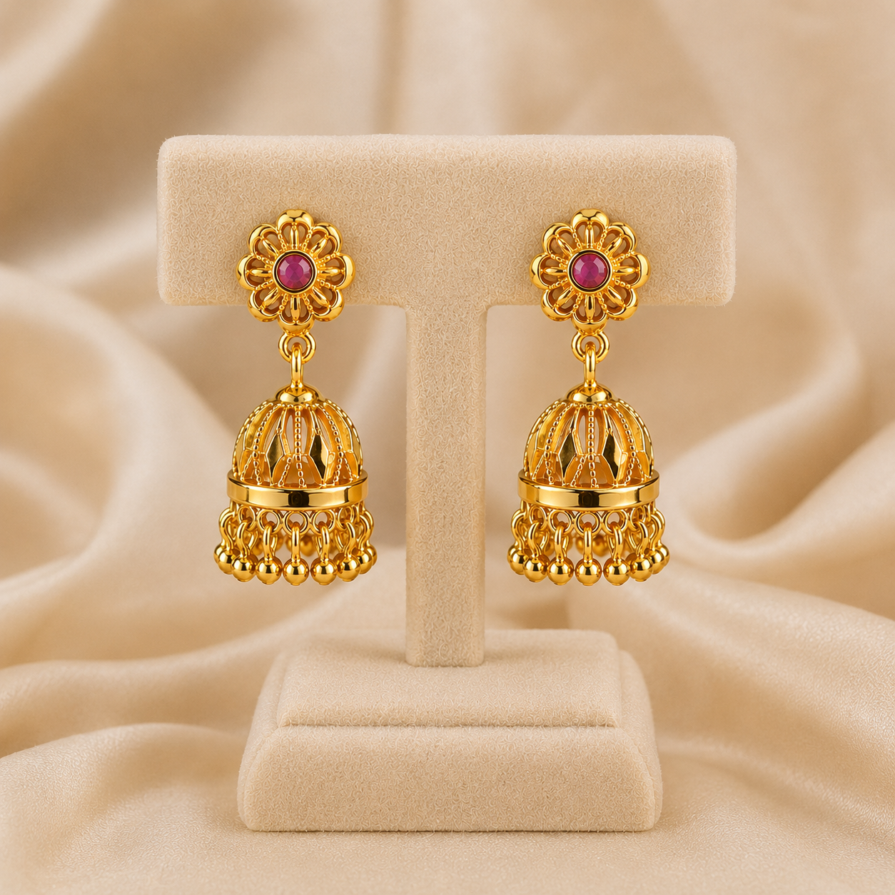 Gold Plated Traditional Jhumka Earrings for Women sku 1533