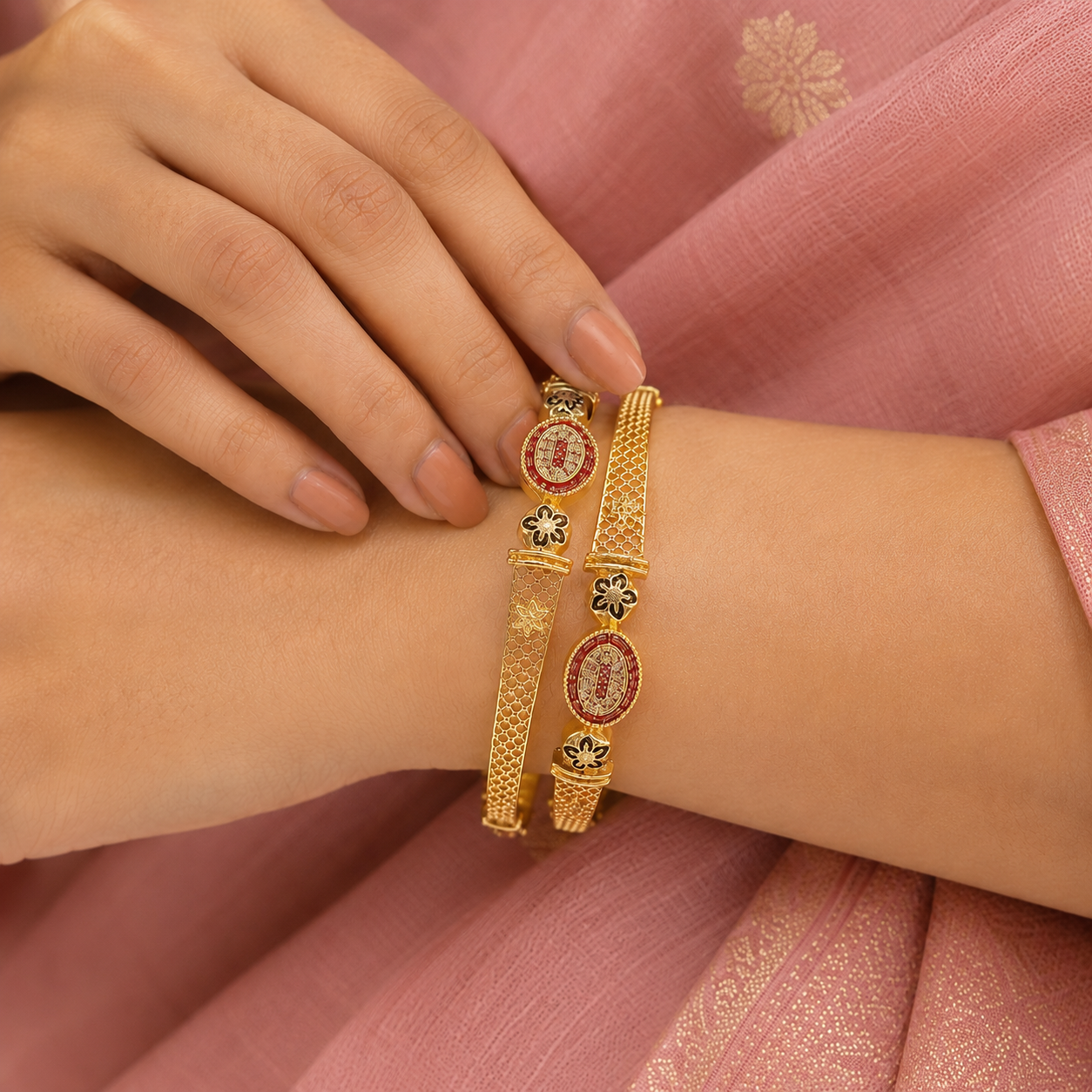 Elegant Stone Studded Gold Plated Kada SKU 632