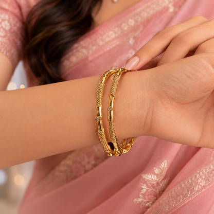 Premium Textured Gold Plated Kada Bangles sku 629