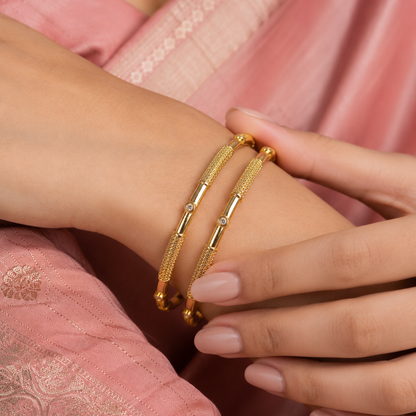 Premium Textured Gold Plated Kada Bangles sku 629
