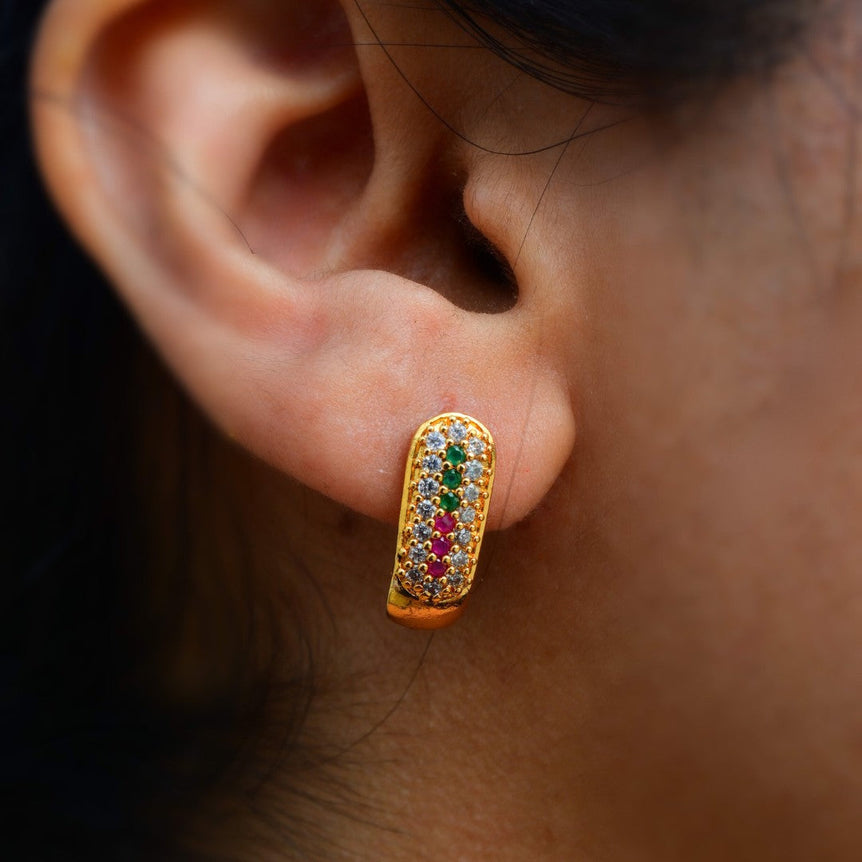 J Stud earrings with Ruby & White stones