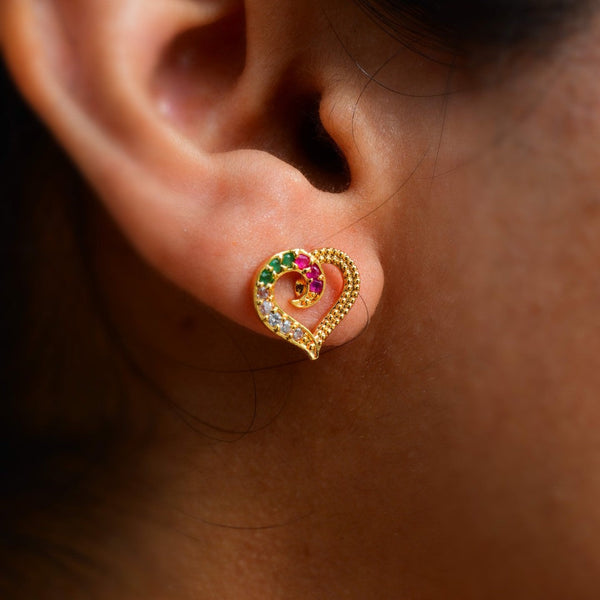 Small Heartin Studs with AD Stones