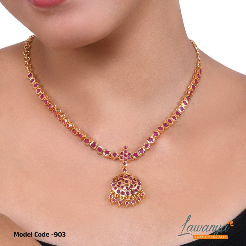 Purple Stone Necklace Diamond Model - Premium Quality